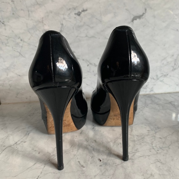 Jimmy Choo black peep toe heels pumps sz 38 - Picture 2 of 5